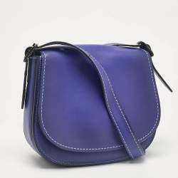 Pre Owned Coach Purple Leather Saddle 23 Crossbody Bag