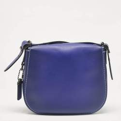 Pre Owned Coach Purple Leather Saddle 23 Crossbody Bag