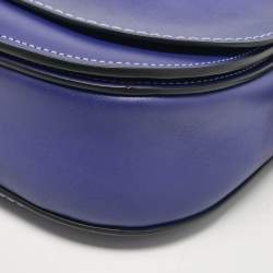 Pre Owned Coach Purple Leather Saddle 23 Crossbody Bag