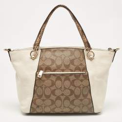 Coach Beige Coated Canvas Leather Satchel