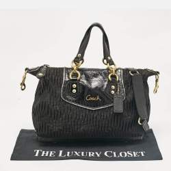 Coach Black Satin and Patent Leather Ashley Tote