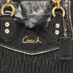 Coach Black Satin and Patent Leather Ashley Tote