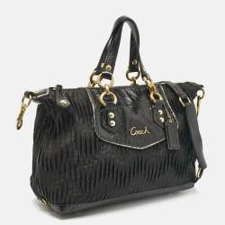 Coach Black Satin and Patent Leather Ashley Tote