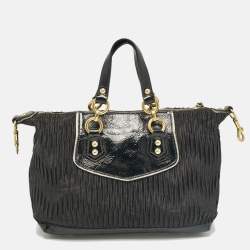 Coach Black Satin and Patent Leather Ashley Tote