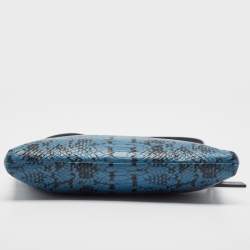 Coach Two Tone Blue Python Embossed Leather Journal Crossbody Bag