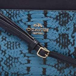 Coach Two Tone Blue Python Embossed Leather Journal Crossbody Bag