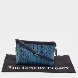 Coach Two Tone Blue Python Embossed Leather Journal Crossbody Bag