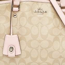 Coach Pink/Beige Signature Coated Canvas Margot Carryall Satchel