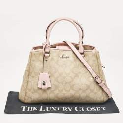 Coach Pink/Beige Signature Coated Canvas Margot Carryall Satchel