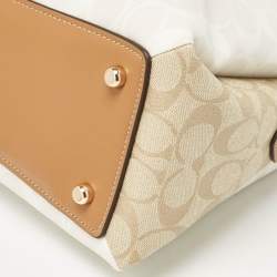 Coach Beige/Off White Signature Coated Canvas and Leather Lillie Carryall Satchel