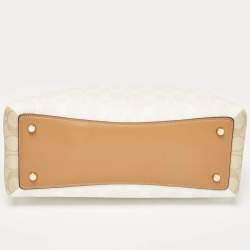 Coach Beige/Off White Signature Coated Canvas and Leather Lillie Carryall Satchel