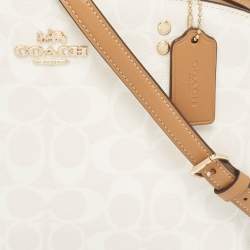 Coach Beige/Off White Signature Coated Canvas and Leather Lillie Carryall Satchel