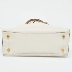 Coach White/Brown Leather and Signature Coated Canvas Charlie Carryall Tote