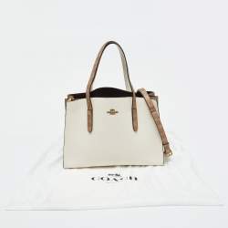 Coach White/Brown Leather and Signature Coated Canvas Charlie Carryall Tote