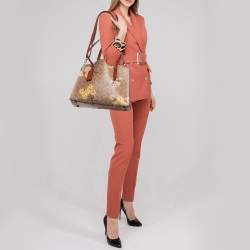 Coach Brown Prairie Floral Signature Coated Canvas and Leather Charlie Carryall Tote