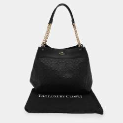 Pre Owned Coach Black Embossed Leather Lexy Shoulder Bag