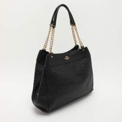 Pre Owned Coach Black Embossed Leather Lexy Shoulder Bag