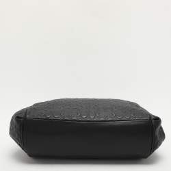 Pre Owned Coach Black Embossed Leather Lexy Shoulder Bag