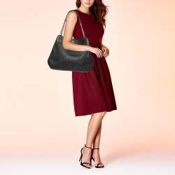 Pre Owned Coach Black Embossed Leather Lexy Shoulder Bag