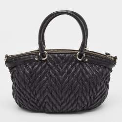 Pre Owned Coach Black Matelasse Nylon 70th Anniversary Madison Satchel