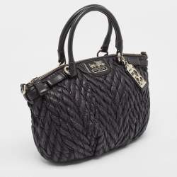 Pre Owned Coach Black Matelasse Nylon 70th Anniversary Madison Satchel