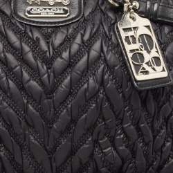 Pre Owned Coach Black Matelasse Nylon 70th Anniversary Madison Satchel