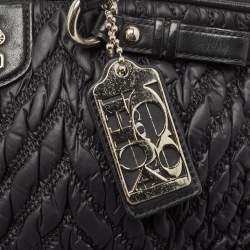 Pre Owned Coach Black Matelasse Nylon 70th Anniversary Madison Satchel