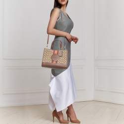 Coach Brown/Beige Signature Jacquard Canvas Dempsey 30 Carryall Tote