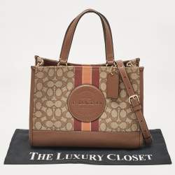 Coach Brown/Beige Signature Jacquard Canvas Dempsey 30 Carryall Tote