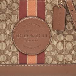Coach Brown/Beige Signature Jacquard Canvas Dempsey 30 Carryall Tote