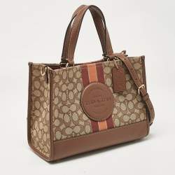 Coach Brown/Beige Signature Jacquard Canvas Dempsey 30 Carryall Tote