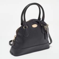 Pre Owned Coach Black Leather Cora Dome Satchel