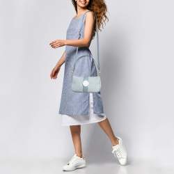 Coach Light Blue Signature Jacquard Canvas Lonnie Baguette Bag