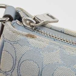 Coach Light Blue Signature Jacquard Canvas Lonnie Baguette Bag