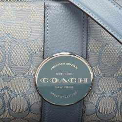 Coach Light Blue Signature Jacquard Canvas Lonnie Baguette Bag