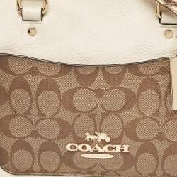 Coach White Leather and Python Embossed Emma Satchel