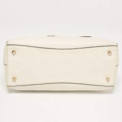 Coach White Leather and Python Embossed Emma Satchel