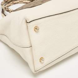 Coach White Leather and Python Embossed Emma Satchel