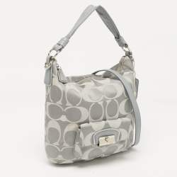 Coach Grey Signature Fabric and Leather Kristin Hobo