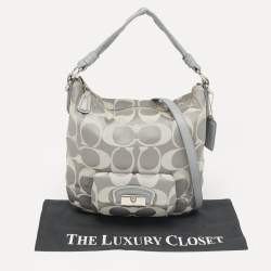 Coach Grey Signature Fabric and Leather Kristin Hobo