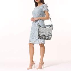 Coach Grey Signature Fabric and Leather Kristin Hobo