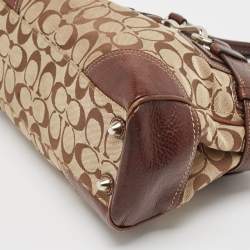 Coach Beige/Brown Signature Canvas and Leather Satchel