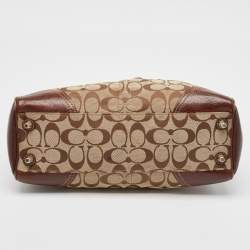 Coach Beige/Brown Signature Canvas and Leather Satchel