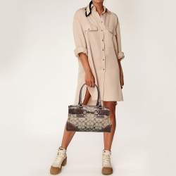 Coach Beige/Brown Signature Canvas and Leather Satchel