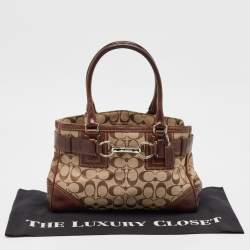 Coach Beige/Brown Signature Canvas and Leather Satchel
