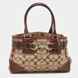 Coach Beige/Brown Signature Canvas and Leather Satchel