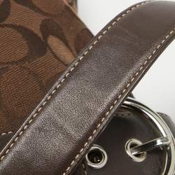 Coach Dark Brown Signature Canvas and Suede Crossbody Bag