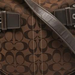 Coach Dark Brown Signature Canvas and Suede Crossbody Bag