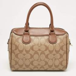 Coach Beige/Brown Signature Coated Canvas and Leather Mini Bennett Satchel