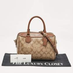 Coach Beige/Brown Signature Coated Canvas and Leather Mini Bennett Satchel